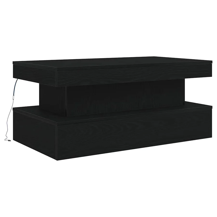 Table basse avec lumières LED chêne noir 90x50x40 cm - 3