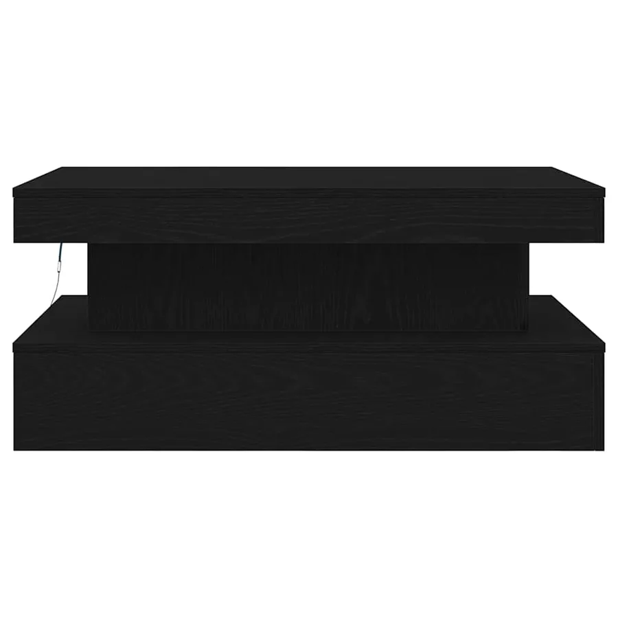 Table basse avec lumières LED chêne noir 90x50x40 cm - 7