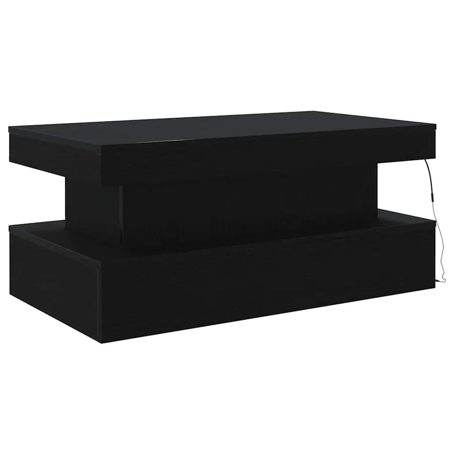 Table basse avec lumières LED chêne noir 90x50x40 cm - 9
