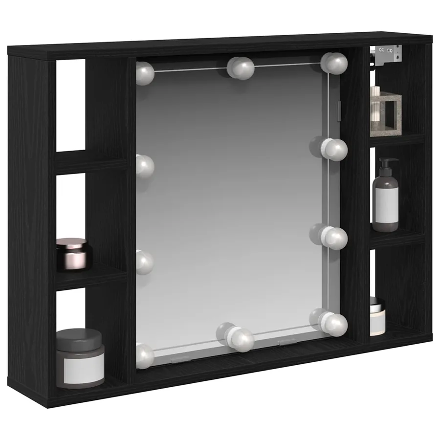 Armoire Miroir Chêne noir 76 x 15 x 55 cm Bois d'ingénierie - 2