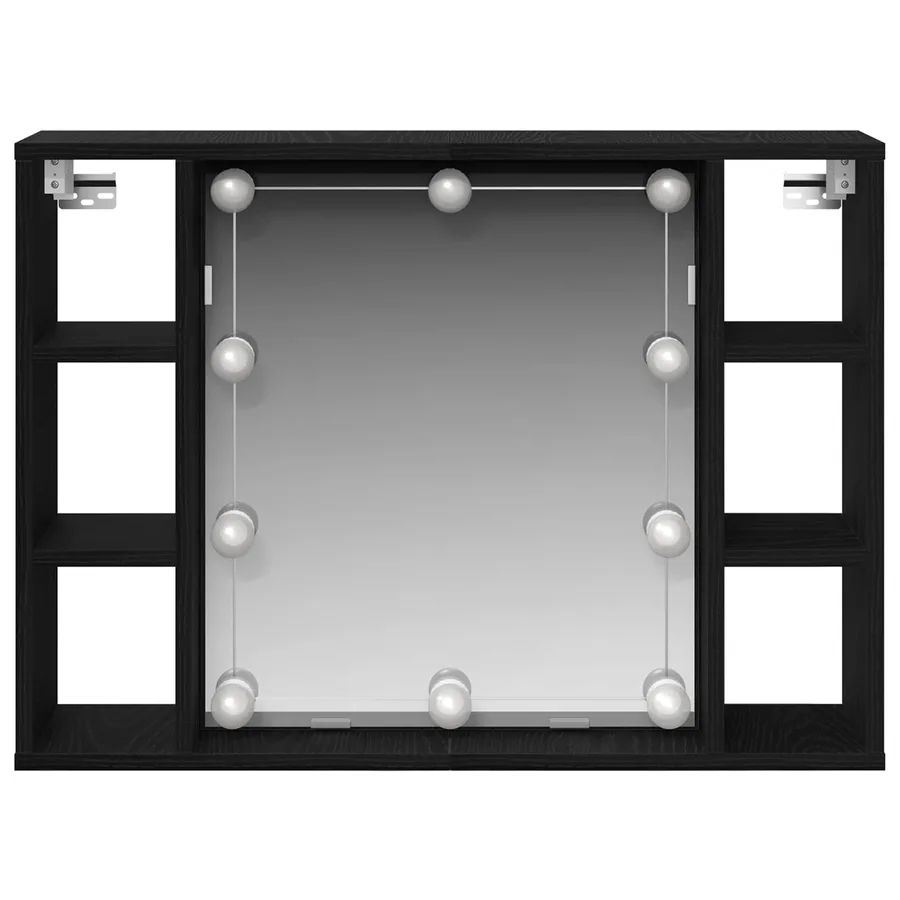 Armoire Miroir Chêne noir 76 x 15 x 55 cm Bois d'ingénierie - 3