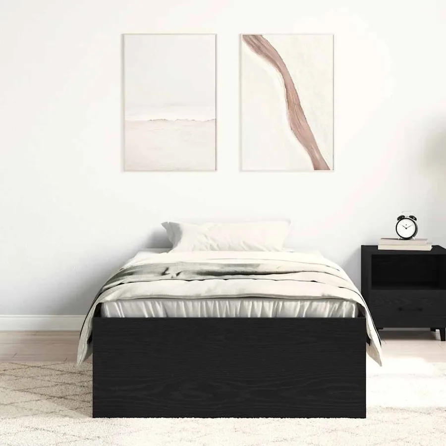 Cadre de lit sans matelas en chêne noir 75x190 cm bois d'ingénierie - 3