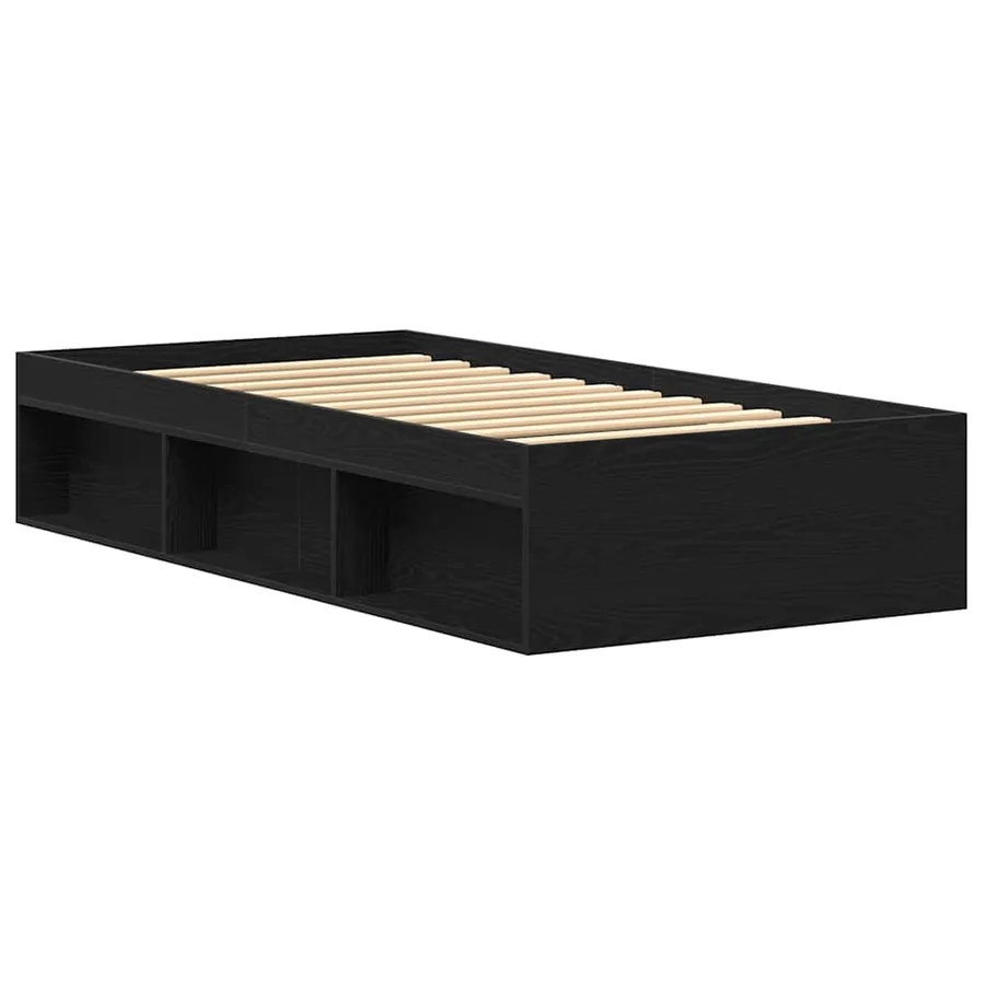 Cadre de lit sans matelas en chêne noir 75x190 cm bois d'ingénierie - 4