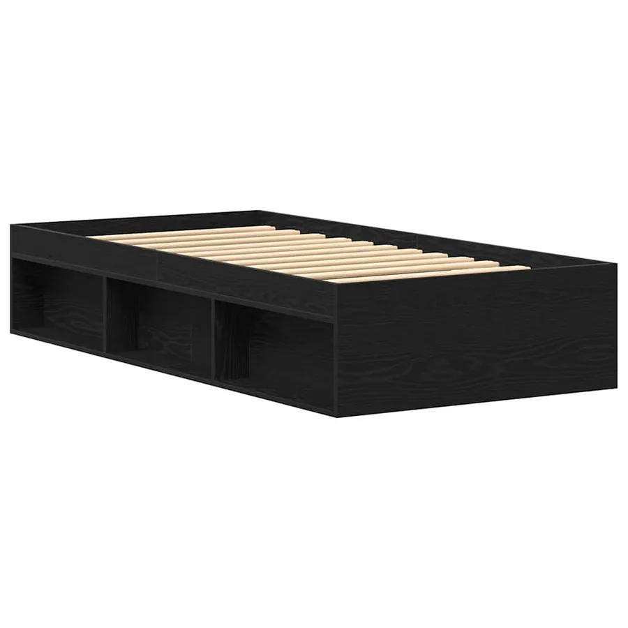 Cadre de lit sans matelas en chêne noir 75x190 cm bois d'ingénierie - 7