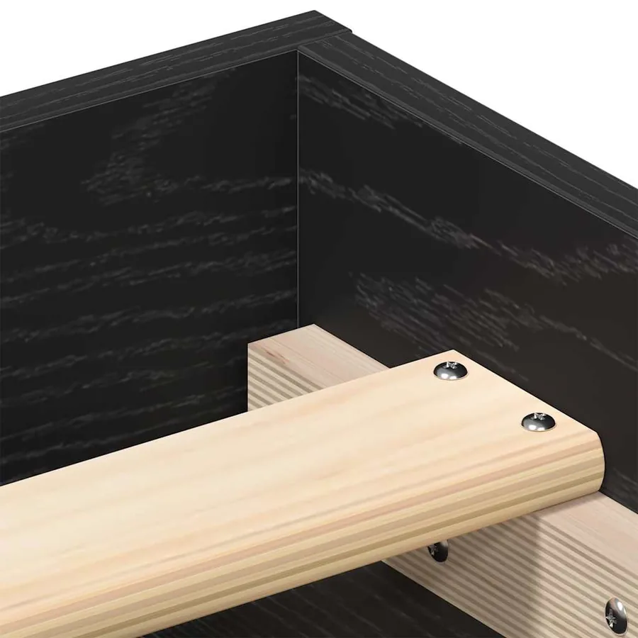 Cadre de lit sans matelas en chêne noir 75x190 cm bois d'ingénierie - 8