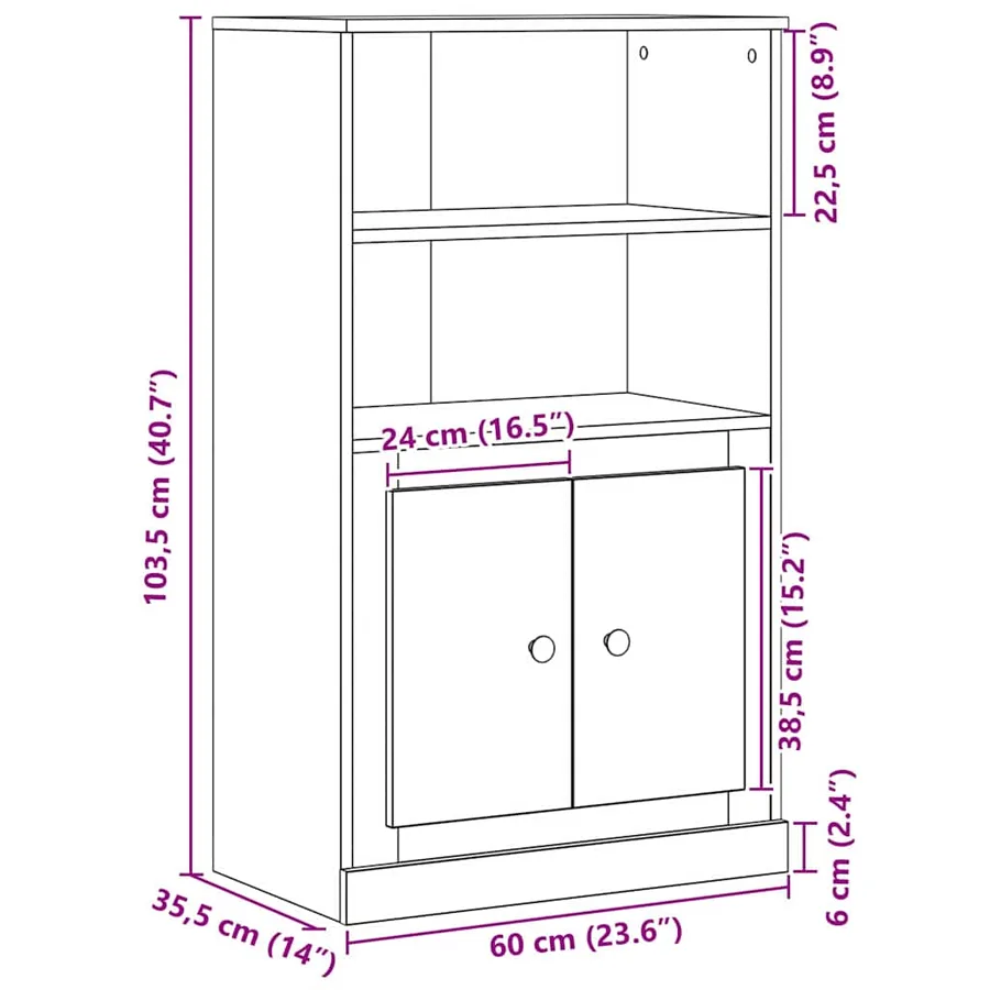 Highboard Chêne noir 60 x 35.5 x 103.5 cm Bois d'ingénierie - 11