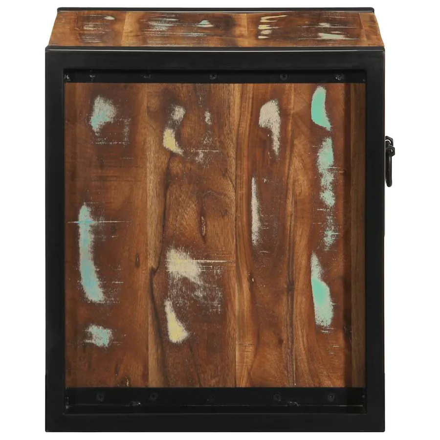 Table de chevet multicolore 40x35x40 cm bois de récupération - 6