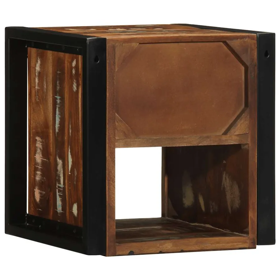 Table de chevet multicolore 40x35x40 cm bois de récupération - 7