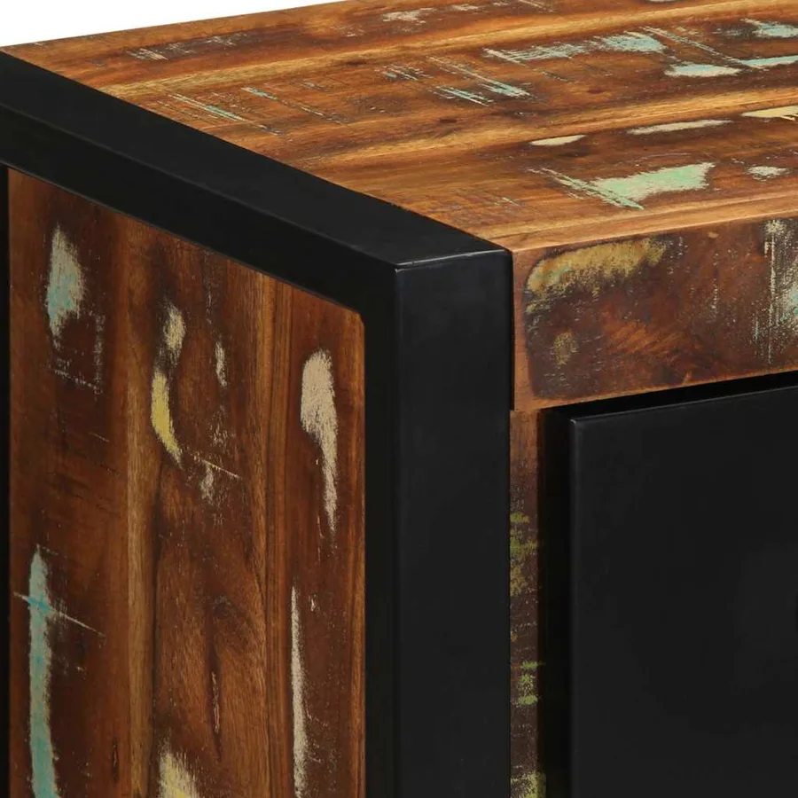 Table de chevet multicolore 40x35x40 cm bois de récupération - 8