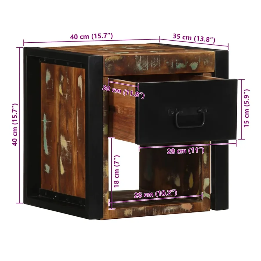Tables de chevet 2 pcs multicolore 40x35x40cm bois récupération - 15