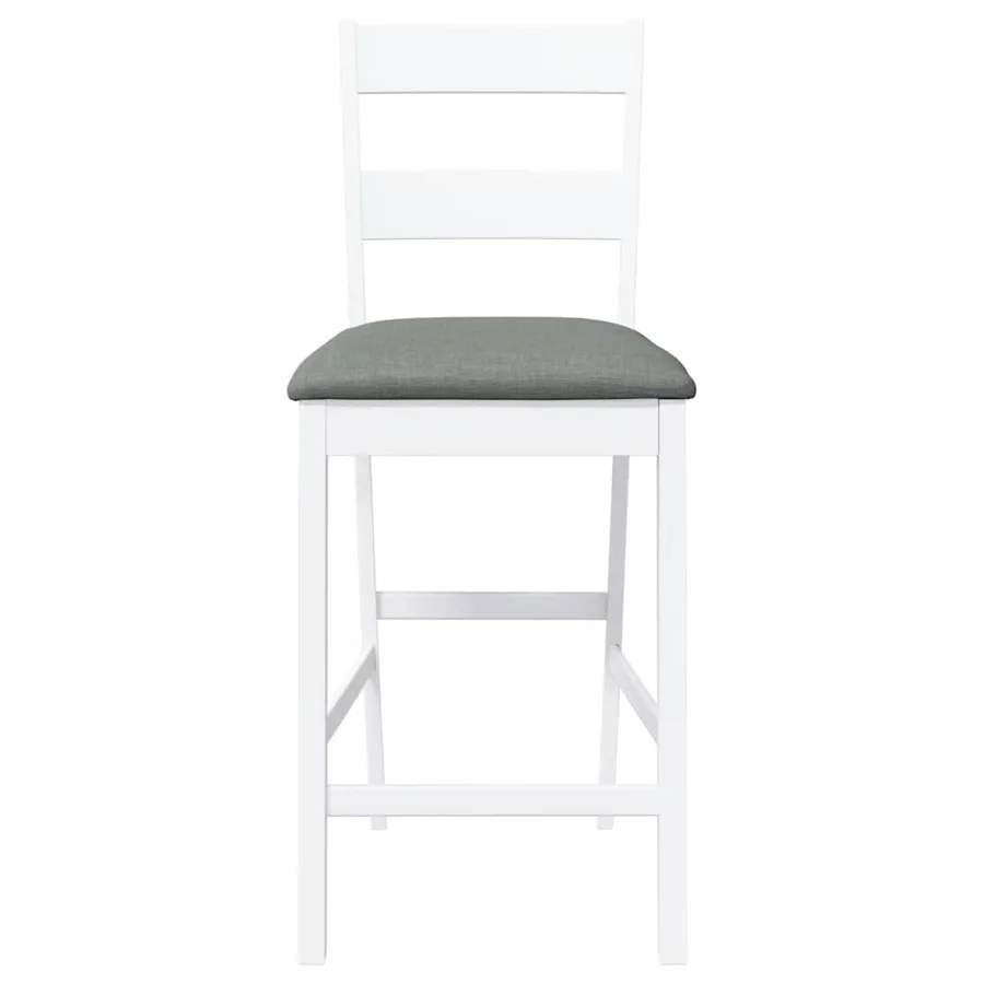 Tabourets de bar avec coussins 2 pcs blanc bois massif d'hévéa - 5
