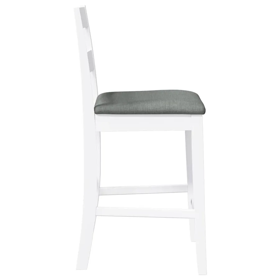 Tabourets de bar avec coussins 2 pcs blanc bois massif d'hévéa - 6