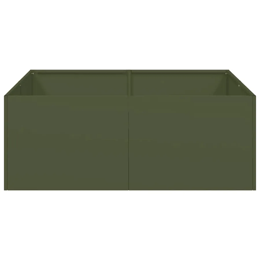 Jardinière vert olive 80x80x30 cm acier - 4