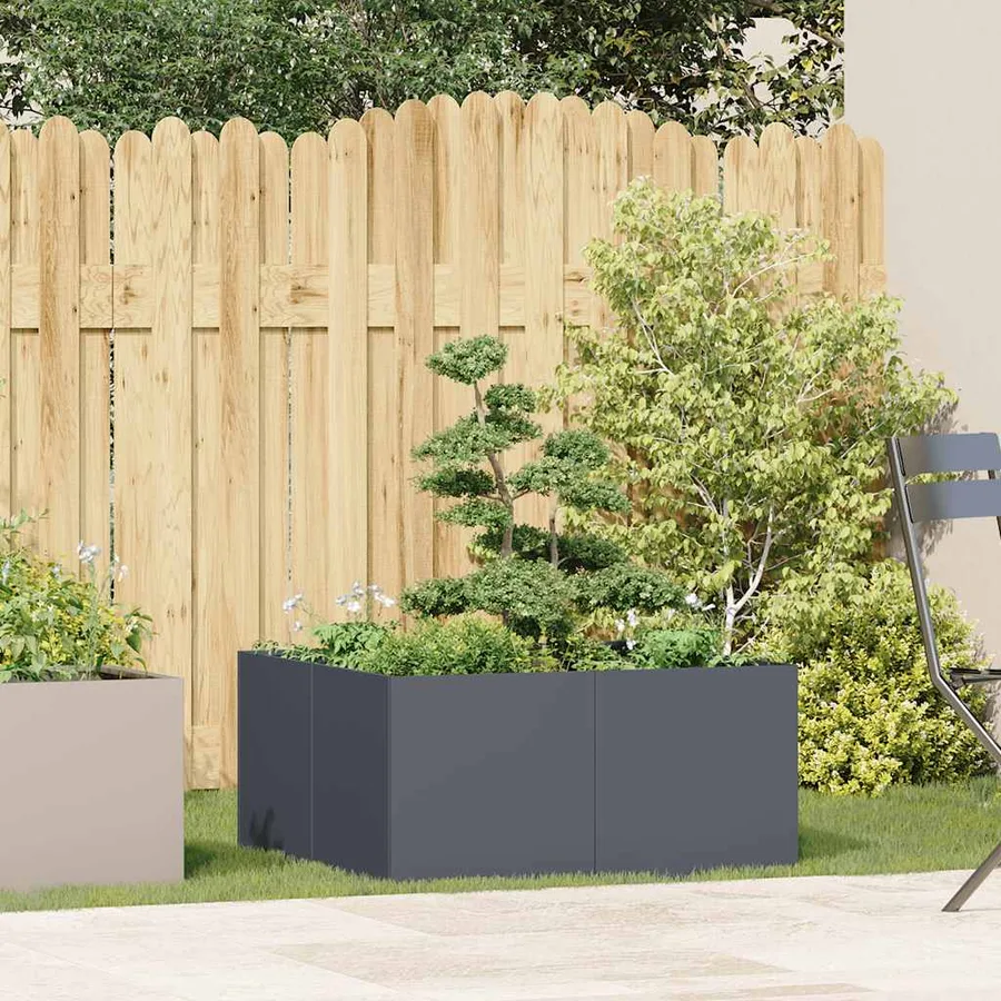Jardinière anthracite 80x80x40 cm acier laminé à froid - 3