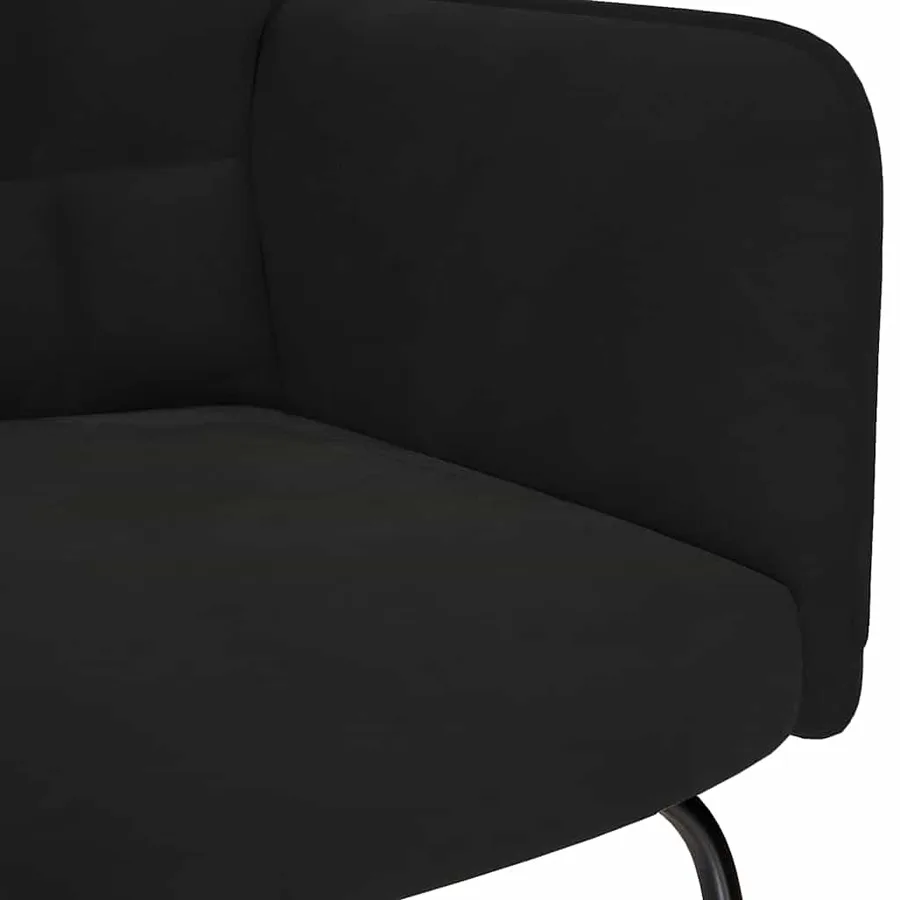Chaise à bascule avec tabouret en velours noir - 8