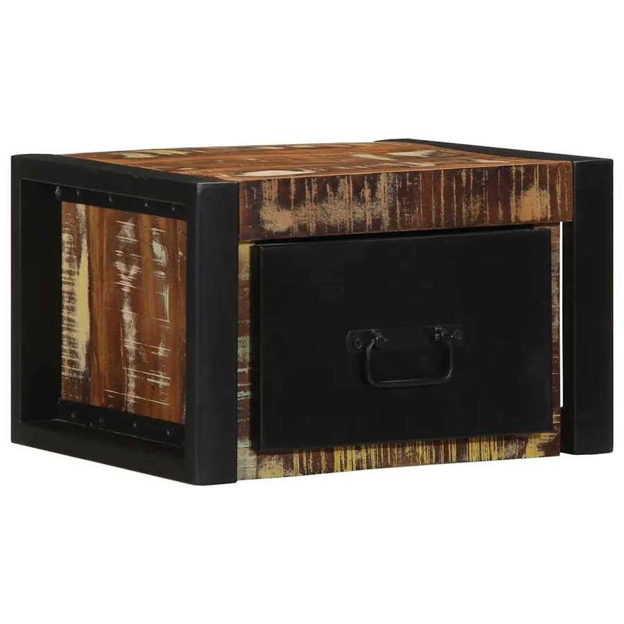 Table de chevet multicolore 40x35x25 cm bois de récupération