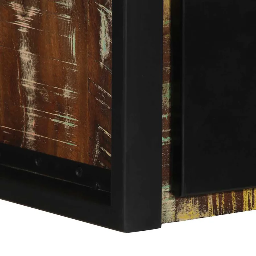 Table de chevet multicolore 40x35x25 cm bois de récupération - 10