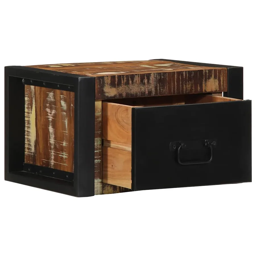 Table de chevet multicolore 40x35x25 cm bois de récupération - 2