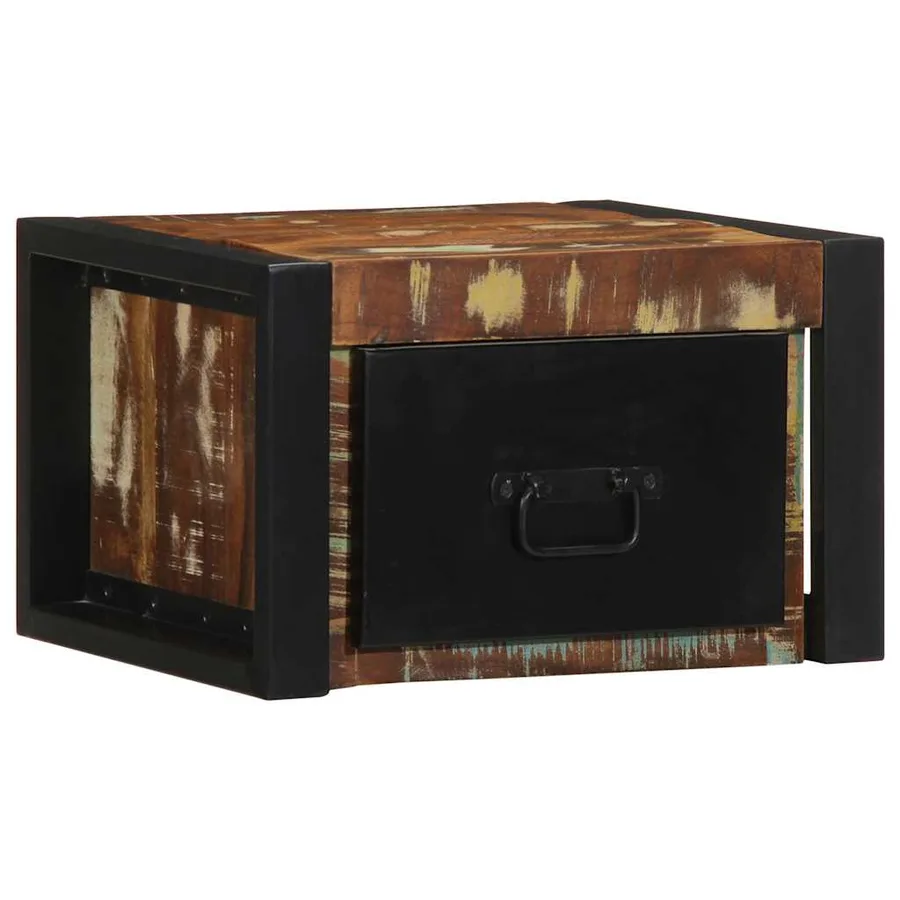 Table de chevet multicolore 40x35x25 cm bois de récupération - 4