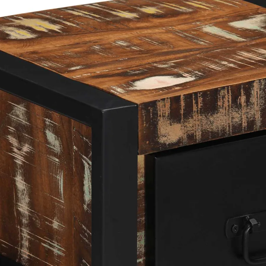 Table de chevet multicolore 40x35x25 cm bois de récupération - 8
