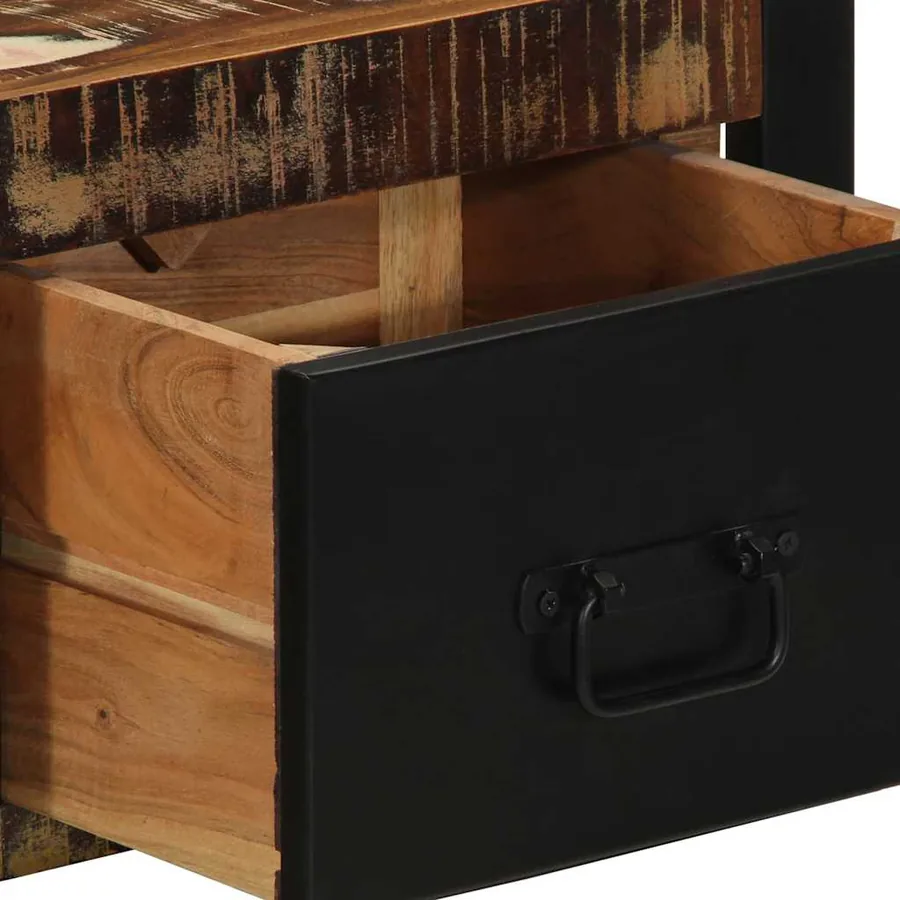 Table de chevet multicolore 40x35x25 cm bois de récupération - 9