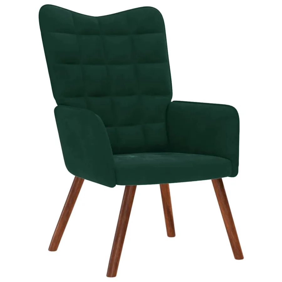 Fauteuil relax avec tabouret en velours vert foncé - 4