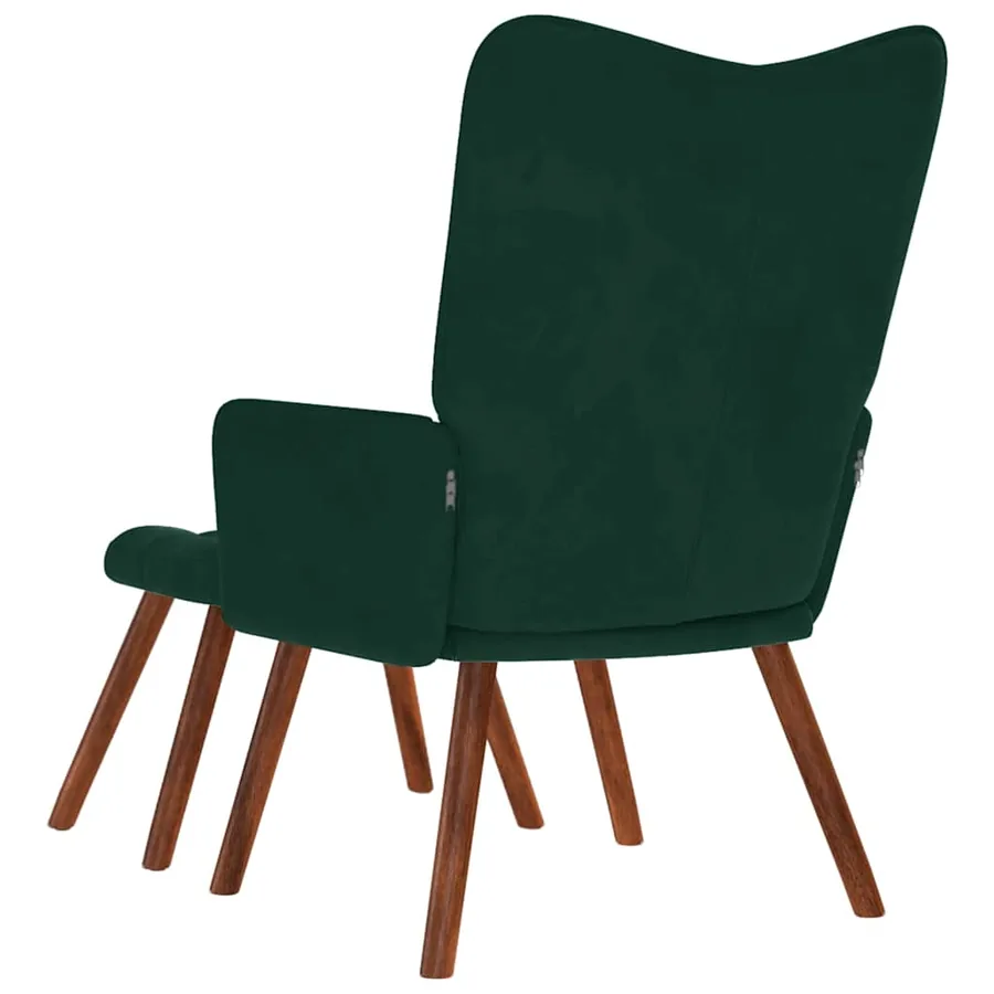 Fauteuil relax avec tabouret en velours vert foncé - 7