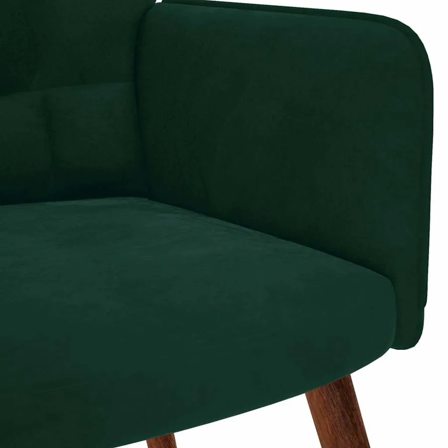 Fauteuil relax avec tabouret en velours vert foncé - 9