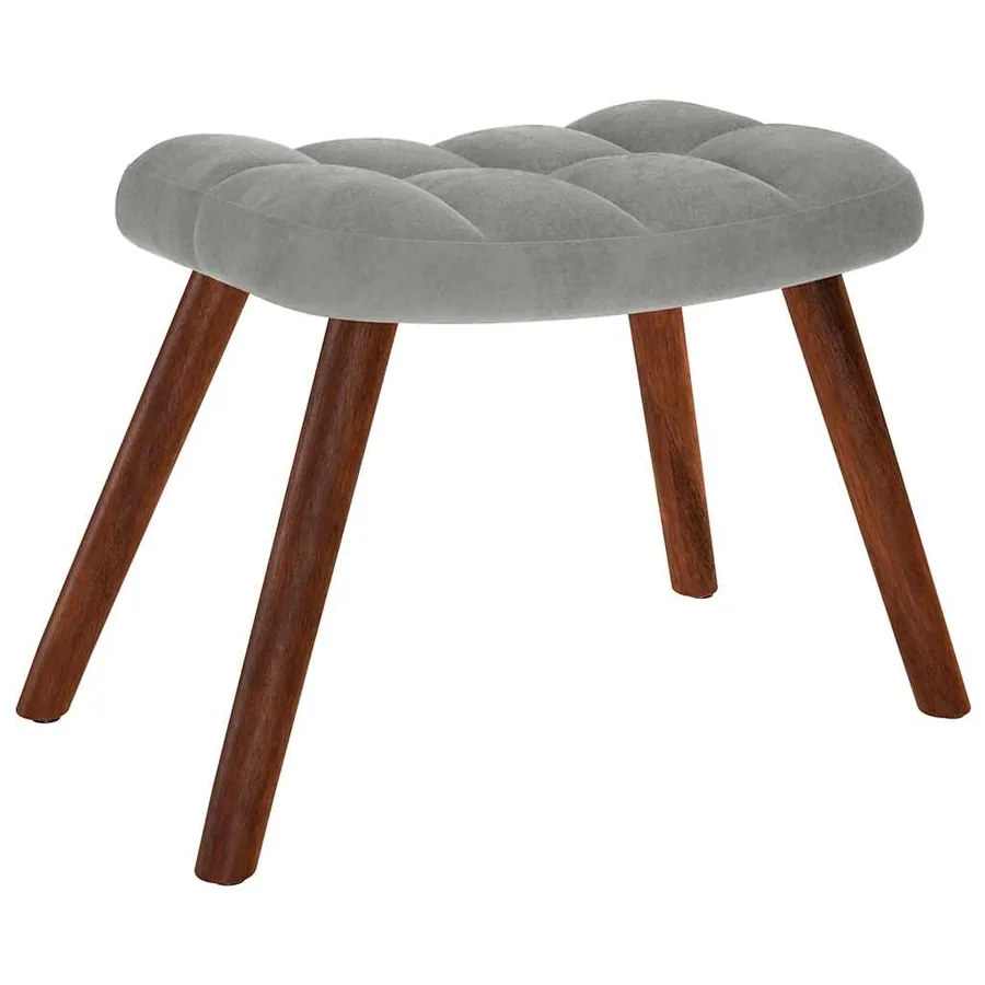 Fauteuil relax avec tabouret en velours gris clair - 5