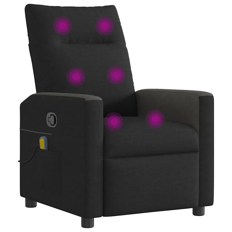Fauteuil de massage inclinable Noir Tissu - 7