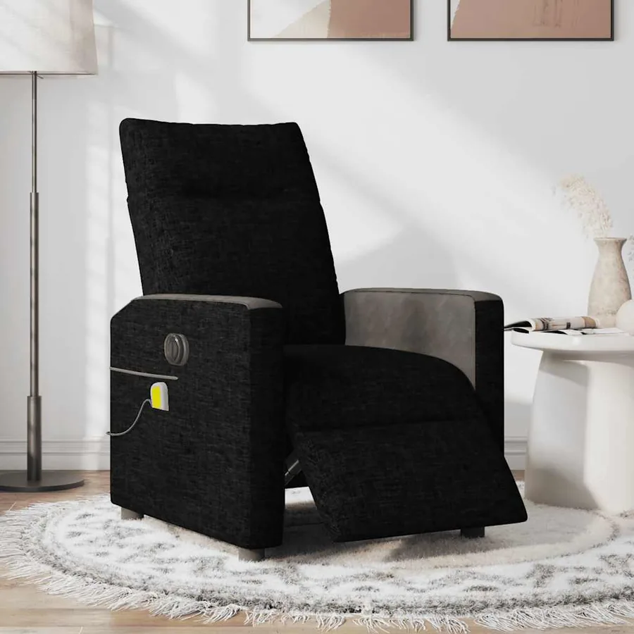 Fauteuil de massage inclinable électrique Noir Tissu - 2