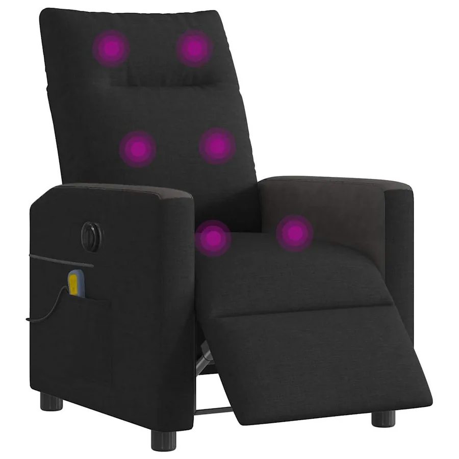 Fauteuil de massage inclinable électrique Noir Tissu - 3