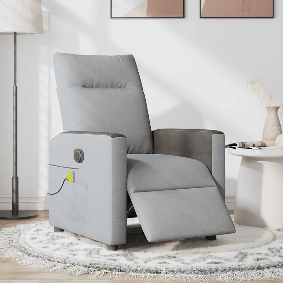 Fauteuil de massage inclinable électrique gris clair tissu - 2