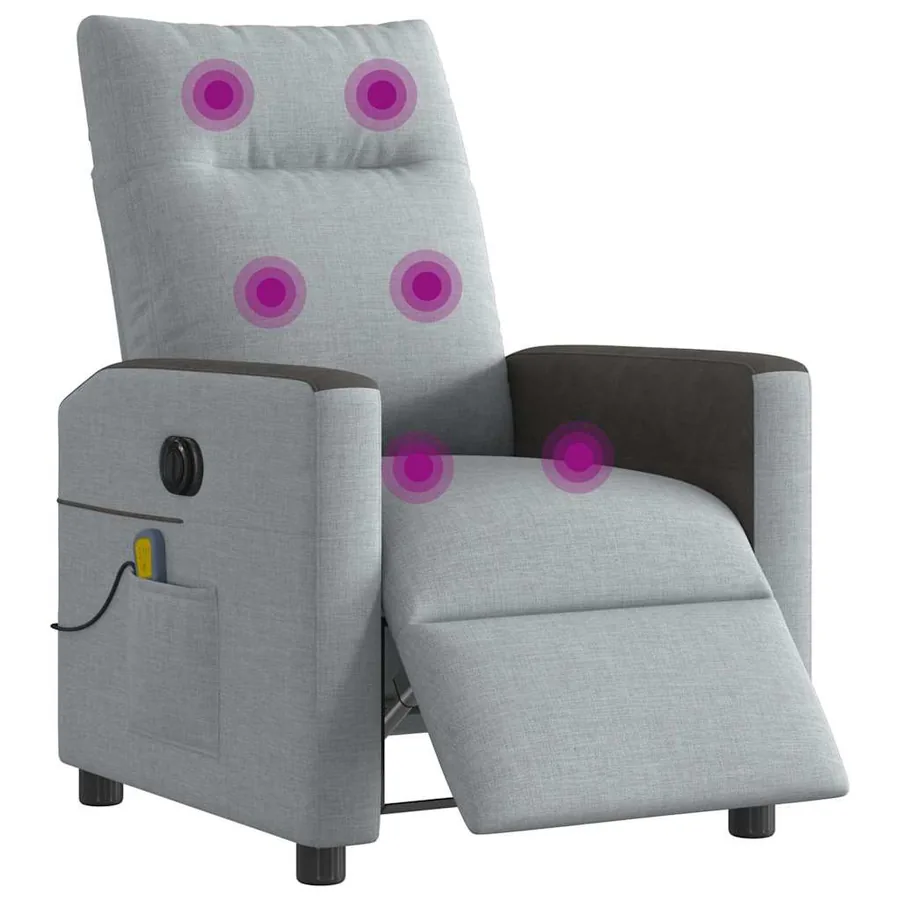 Fauteuil de massage inclinable électrique gris clair tissu - 3