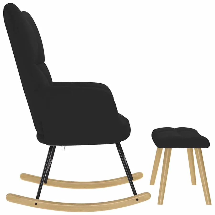Chaise à bascule avec repose-pied Noir Tissu - 6