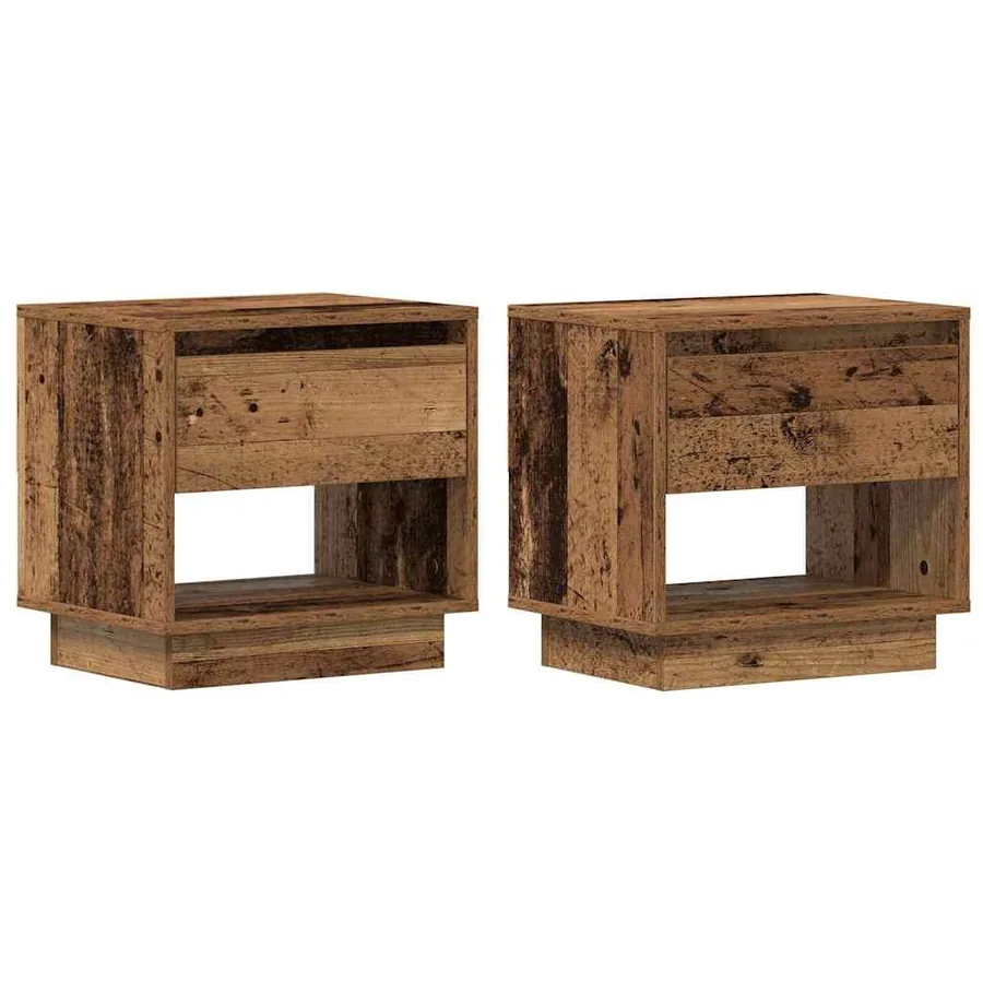 Table de nuit avec tiroir 2 pcs Bois ancien 45 x 34 x 44 cm - 2