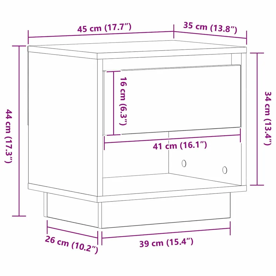 Table de nuit 2 pc Chêne artisanal 45 x 34 x 44 cm - 14