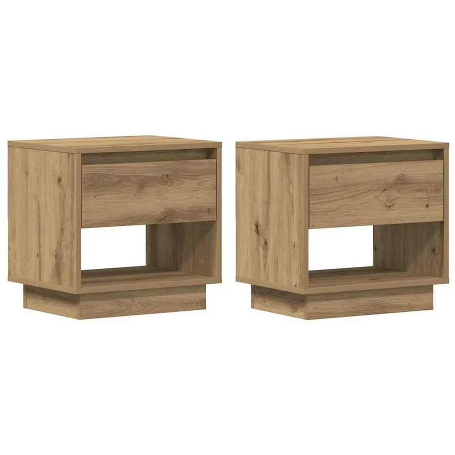 Table de nuit 2 pc Chêne artisanal 45 x 34 x 44 cm - 2