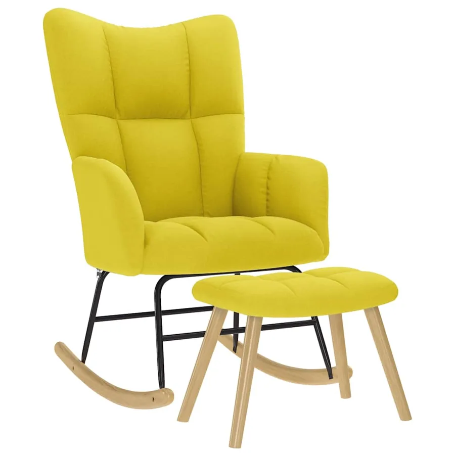 Chaise à bascule avec repose-pied jaune clair tissu