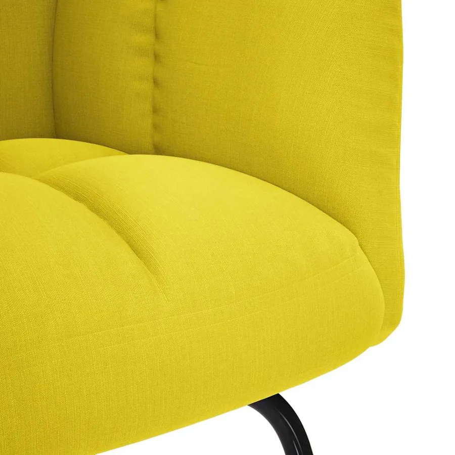 Chaise à bascule avec repose-pied jaune clair tissu - 9