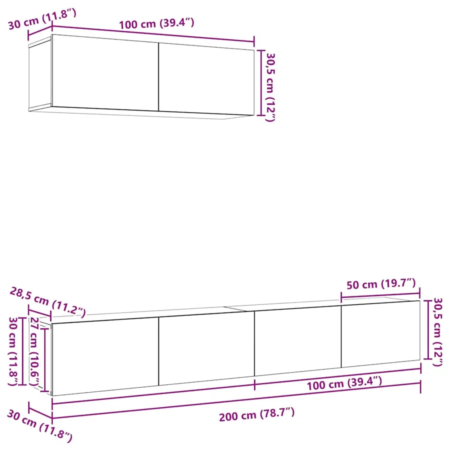 Ensemble meuble TV 3 pcs Chêne noir Bois d'ingénierie - 13