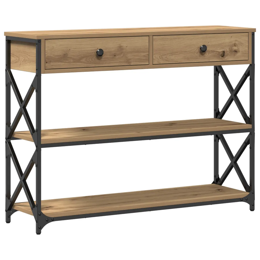Table Console chêne artisanal 100 x 28 x 75 cm - 2