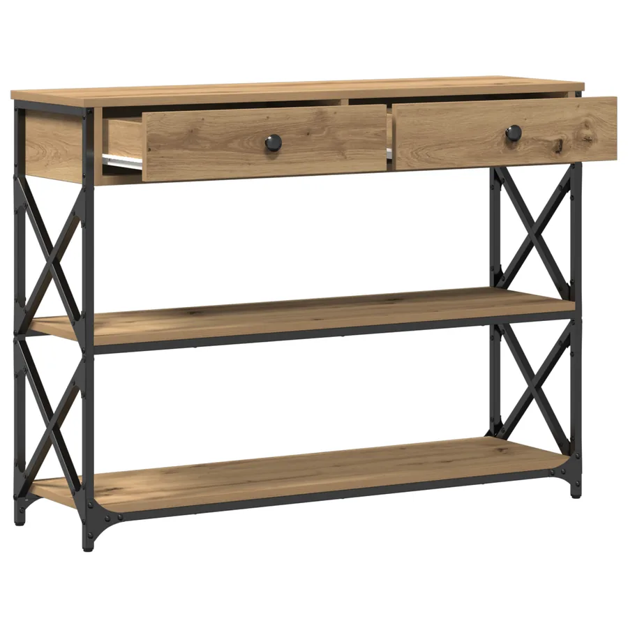 Table Console chêne artisanal 100 x 28 x 75 cm - 5