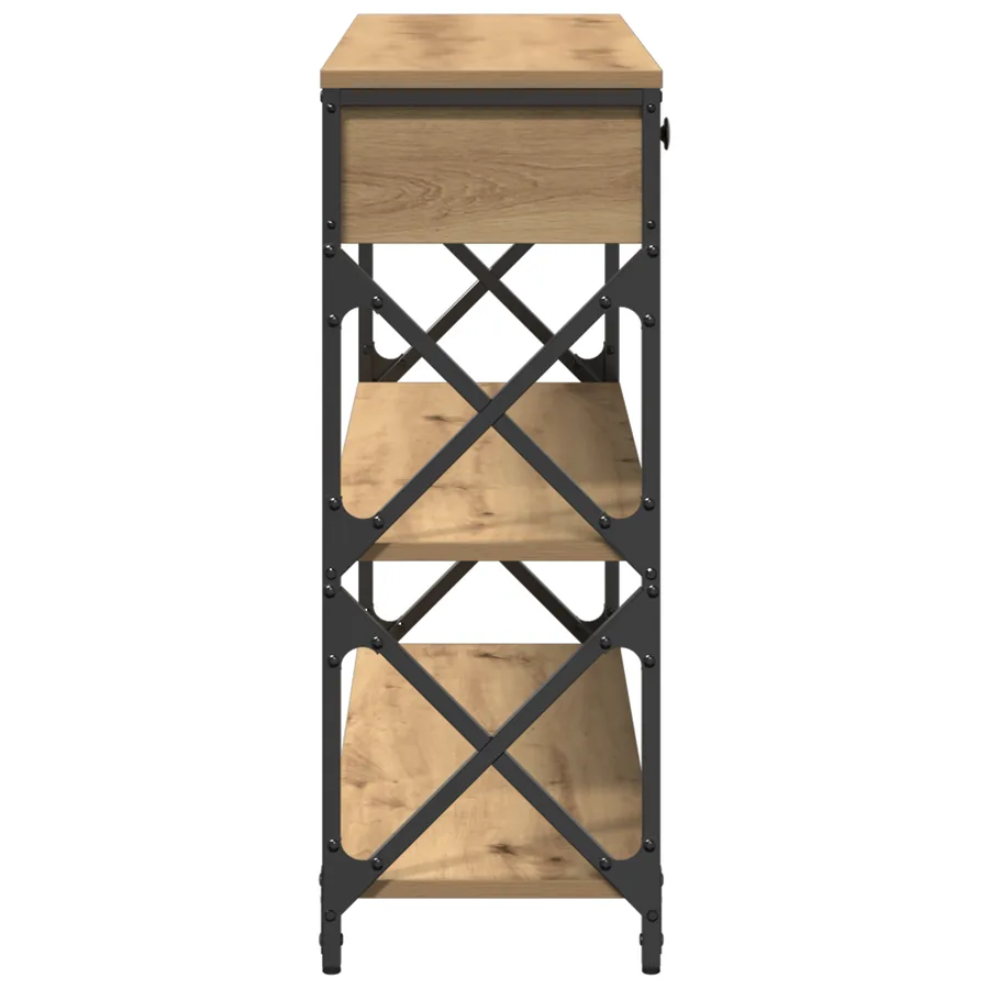 Table Console chêne artisanal 100 x 28 x 75 cm - 7