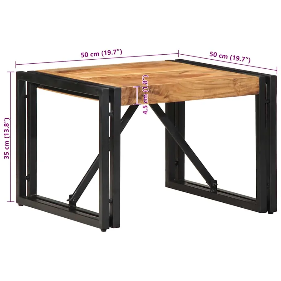 Table basse 50x50x35 cm bois massif d'acacia - 9
