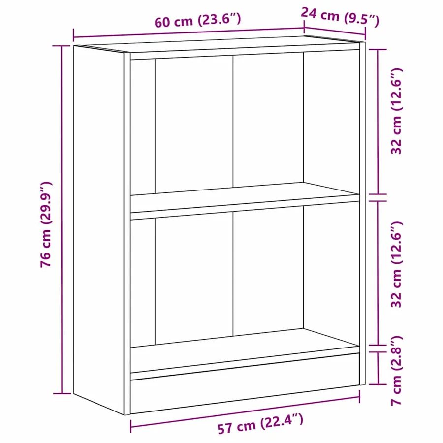 Bibliothèque Chêne noir 60 x 24 x 76 cm Bois d'ingénierie - 8
