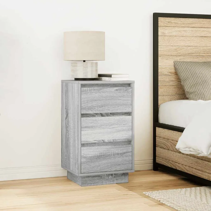 Table de chevet avec lumières LED sonoma gris 38x34x65 cm - 4