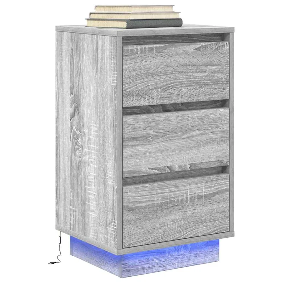 Table de chevet avec lumières LED sonoma gris 38x34x65 cm - 5