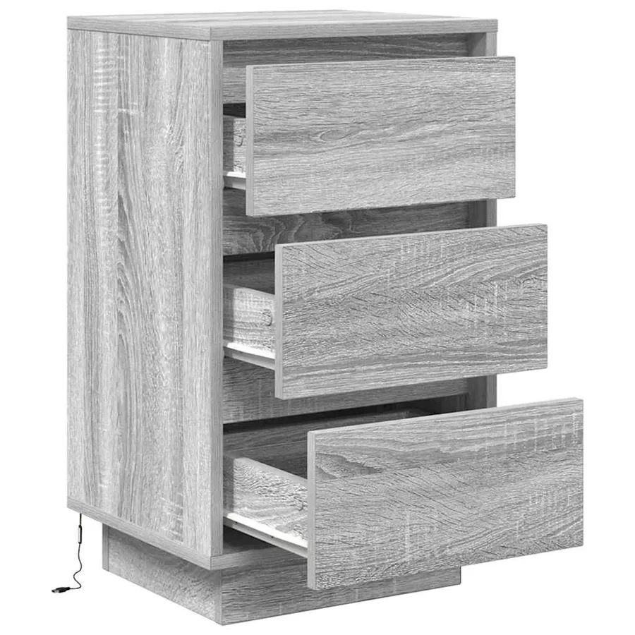 Table de chevet avec lumières LED sonoma gris 38x34x65 cm - 6