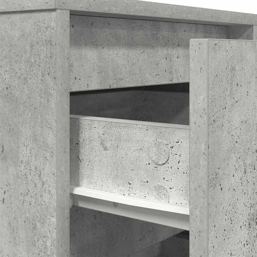 Table de chevet avec lumières LED gris béton 38x34x65 cm - 10